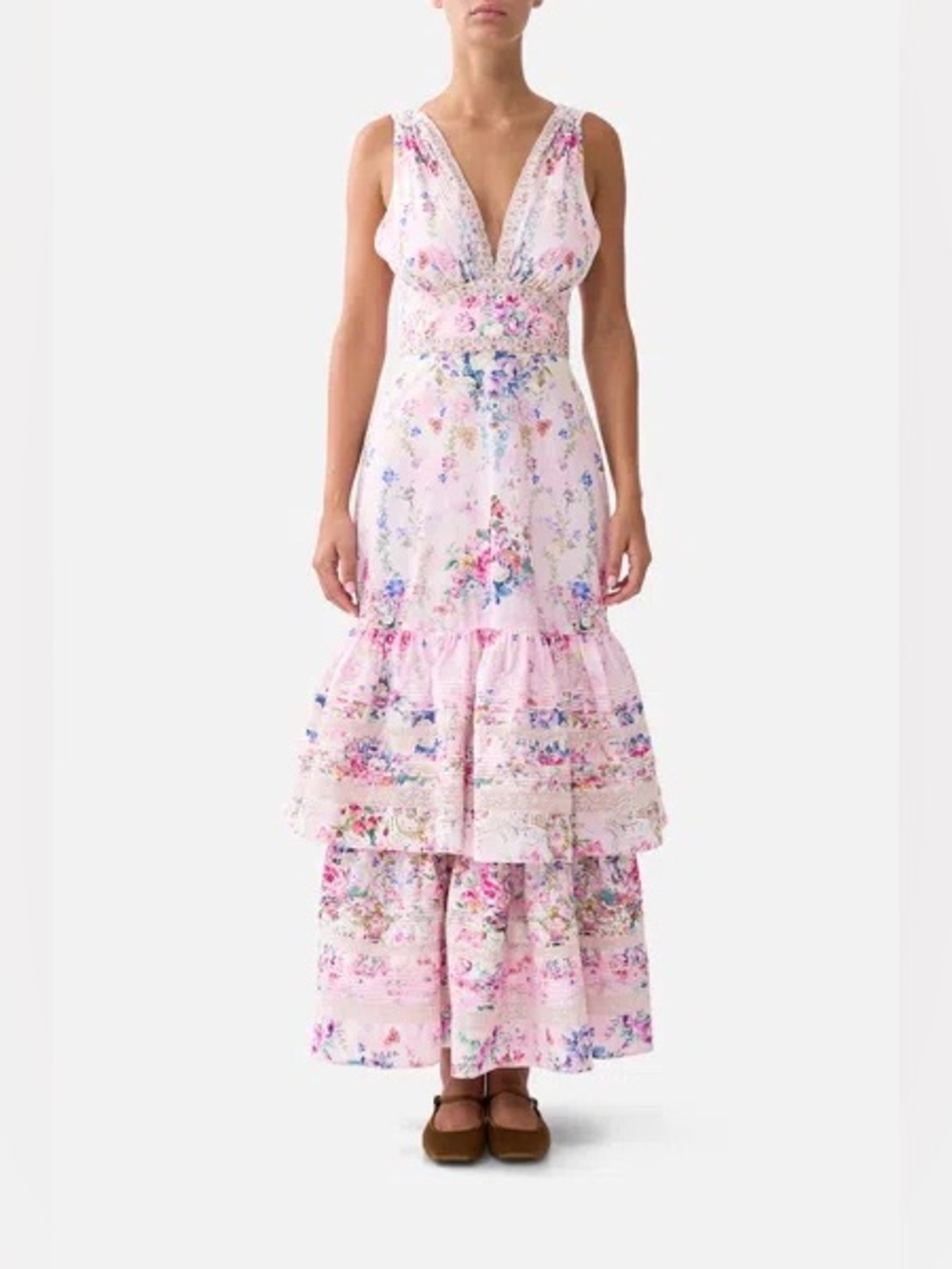 Camilla Two Tiered Gathered Ruffle Dress size L